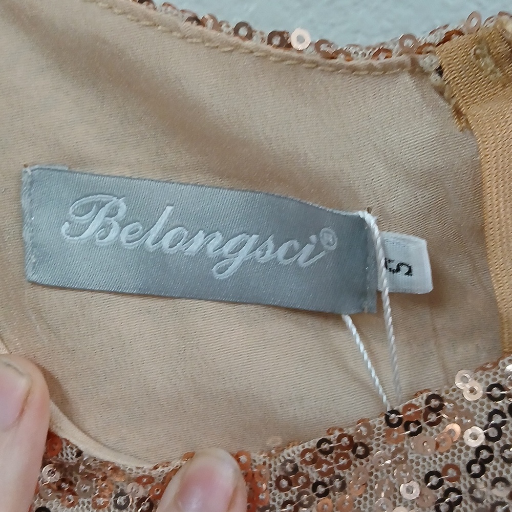 Belongsci Gold Sequin Sparkle Midi Dress Size Small - Picture 5 of 9